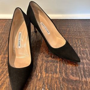 Manolo Blank Mid Heel Suede Pumps-SIZE 12